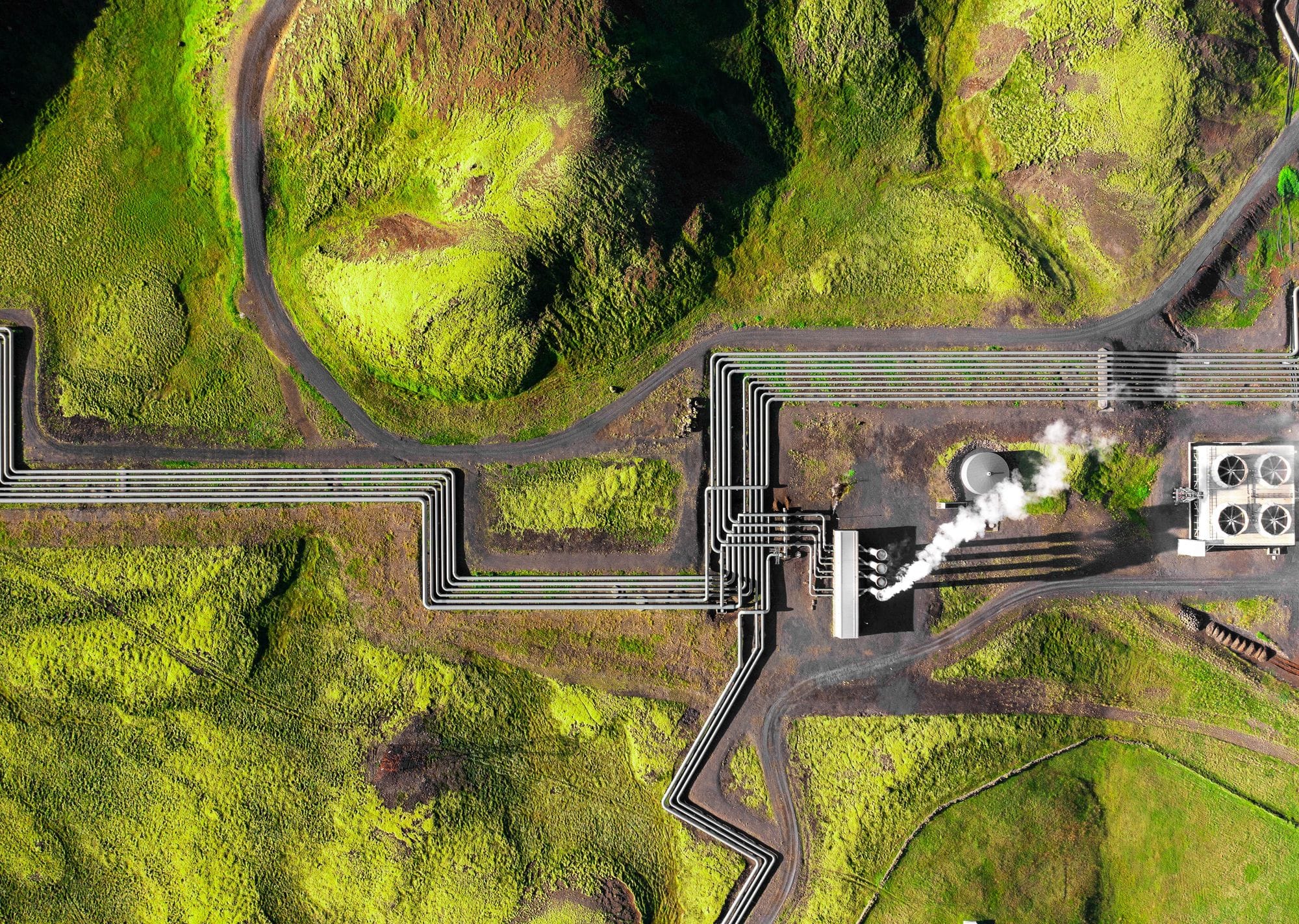 Loftmynd af Hellisheiðarvirkjun.