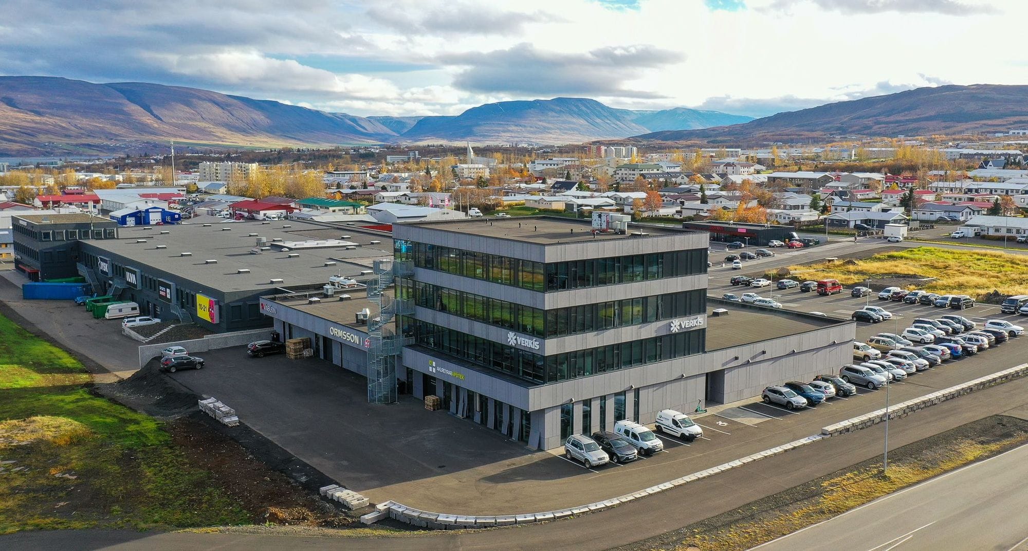 Yfirlitsmynd yfir hús Verkís Akureyri